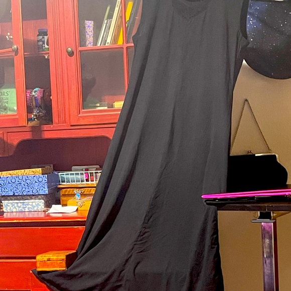 Crochet top maxi dress vtg sleeveless Rayon blend India - Picture 2 of 12